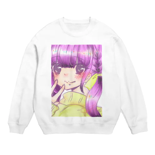 ゆるかわ三つ編み少女 Crew Neck Sweatshirt