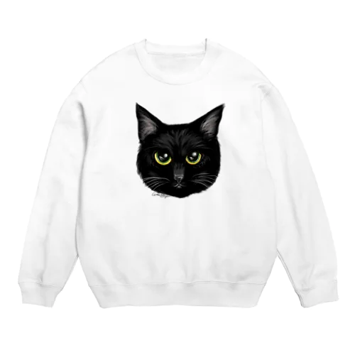 上目使いの黒猫 Crew Neck Sweatshirt