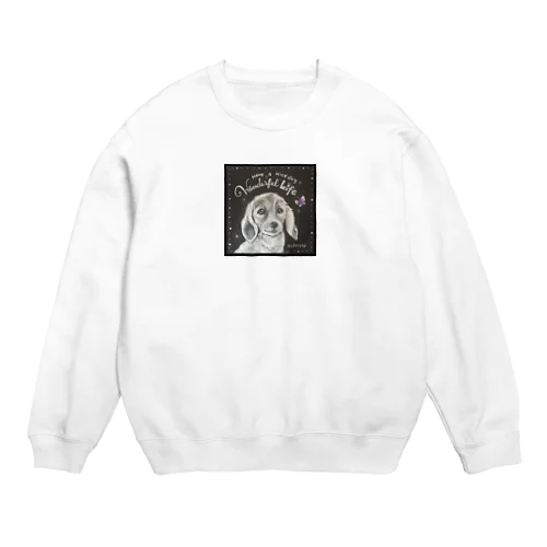 黒板わんにゃん　ダックス Crew Neck Sweatshirt