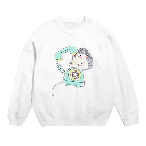 オリジナル　ハリネズミのソフィー、ダイヤル式電話をかける。 Crew Neck Sweatshirt