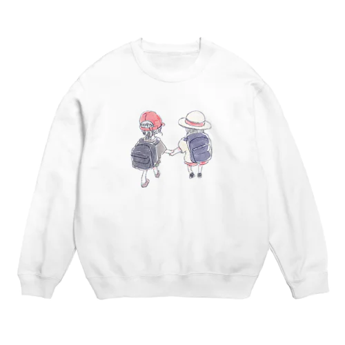 オリジナル　手を繋いで歩く幼い二人の女の子 Crew Neck Sweatshirt