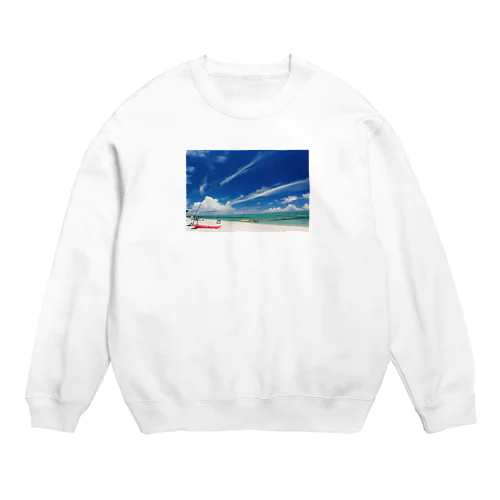 白い砂浜とビーチ Crew Neck Sweatshirt