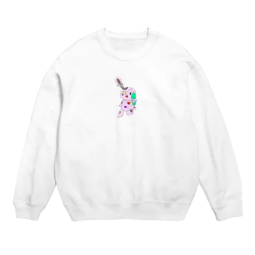 病みうさぎ(カラーver.) Crew Neck Sweatshirt