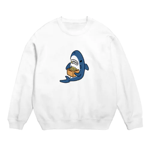 豆を喰らうサメ Crew Neck Sweatshirt