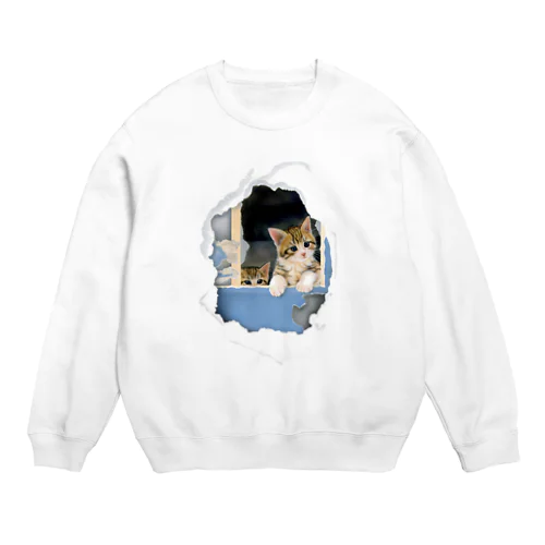 子猫 絵：SECRET BASE ～ぼくたちのひみつきち～ Crew Neck Sweatshirt