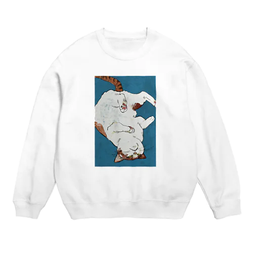 半目の猫 Crew Neck Sweatshirt