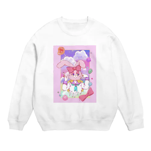 うさぎ頭のゆめかわセーラー少女~背景付き Crew Neck Sweatshirt