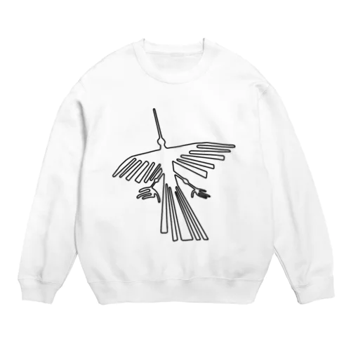 ナスカの地上絵　コンドル（黒） Crew Neck Sweatshirt