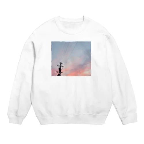 夕焼けと鉄塔 Crew Neck Sweatshirt