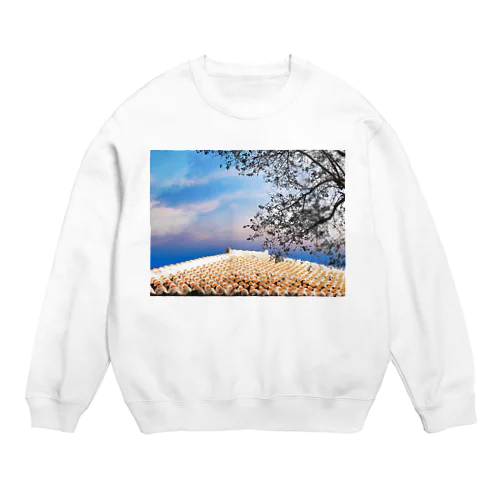 夕焼けと赤瓦屋根 Crew Neck Sweatshirt