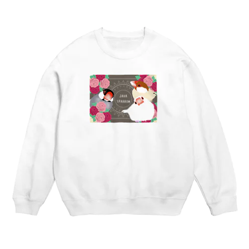 お花と文鳥 Crew Neck Sweatshirt