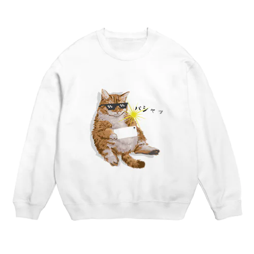 撮影する猫 Crew Neck Sweatshirt