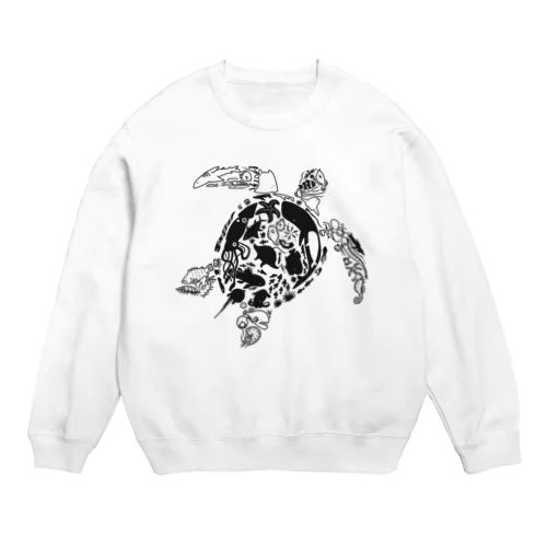 うみがめ さかな（ブラック） Crew Neck Sweatshirt