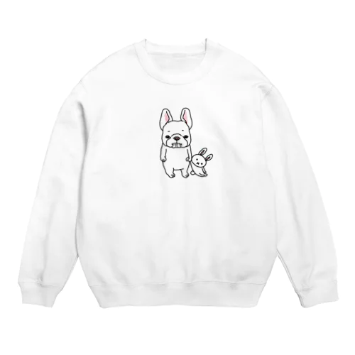 見つめるフレブルちゃん。シロい子。 Crew Neck Sweatshirt