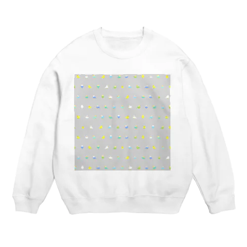 ちみまめセキセイインコちゃん【まめるりはことり】 Crew Neck Sweatshirt