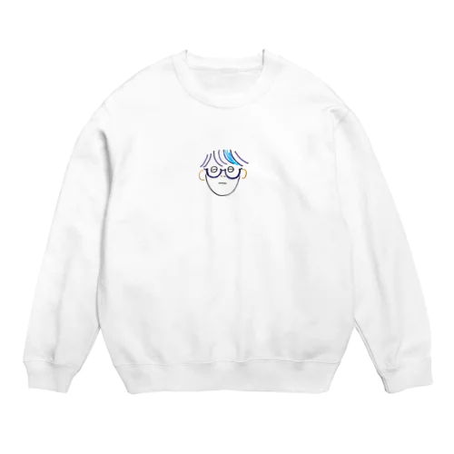 ねむそうな　めがねボウヤ Crew Neck Sweatshirt