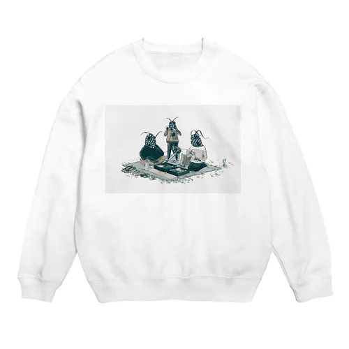 トノサマバッタのお花見 Crew Neck Sweatshirt