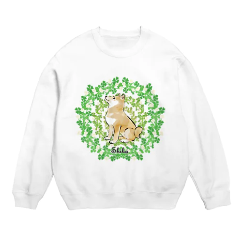 シロツメクサのリース　柴犬 Crew Neck Sweatshirt