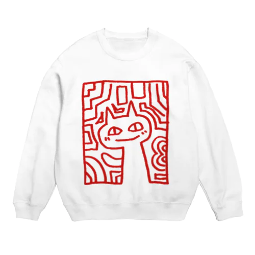 1分の猫(赤) Crew Neck Sweatshirt