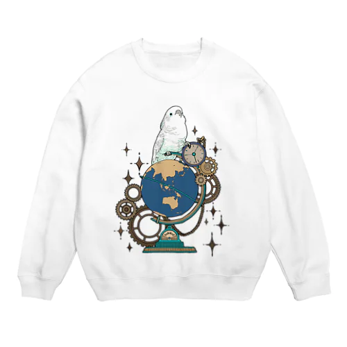 オウムと地球儀デジタルver Crew Neck Sweatshirt