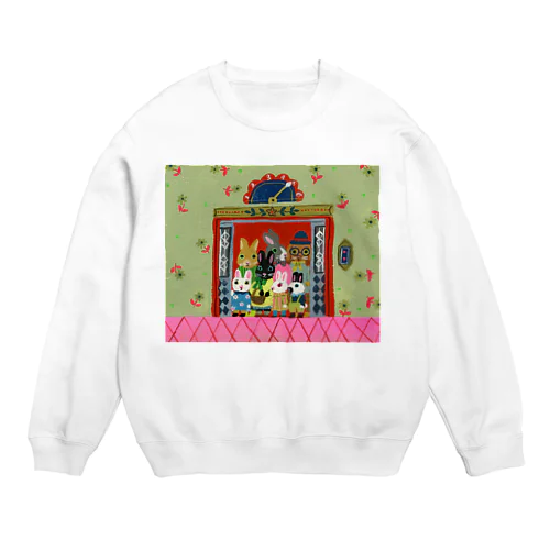 エレベーターはうさぎでギュウギュウ Crew Neck Sweatshirt