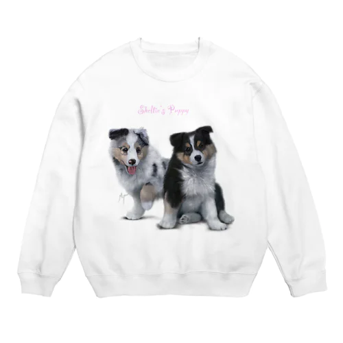 シェルティの子犬 Crew Neck Sweatshirt