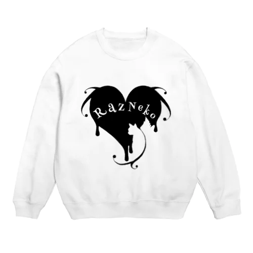 ラズ猫ロゴｰ黒 Crew Neck Sweatshirt