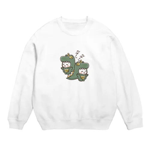 双子にゃんこの恐竜だよ～ Crew Neck Sweatshirt