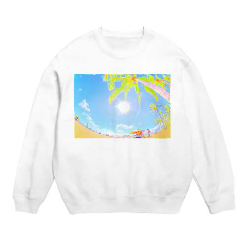 ハワイワイキキビーチ（イラスト） Crew Neck Sweatshirt