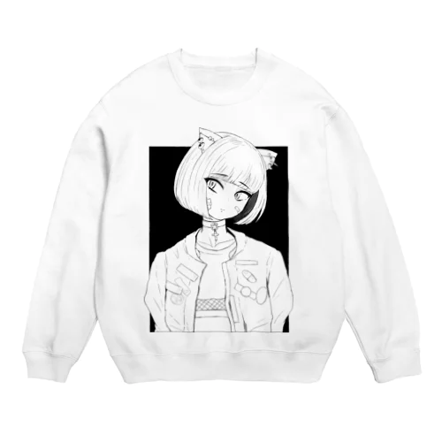 弱気ネコガール Crew Neck Sweatshirt