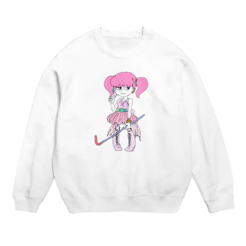 タバコ吸ってる女の子 Crew Neck Sweatshirt