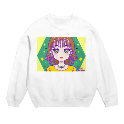 シースルーバングとゆるウェーブな女の子 Crew Neck Sweatshirt