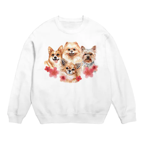 お花の似合う小さい犬たち。 Crew Neck Sweatshirt