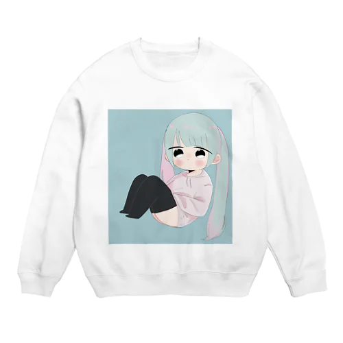 だぼだぼパーカーと黒ニーソの少女 Crew Neck Sweatshirt