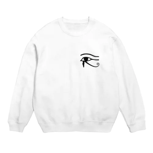 エジプト　ウジャトの目（ワンポイント　黒） Crew Neck Sweatshirt