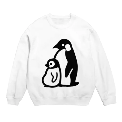 ぺんぎんのおやこ（黒） Crew Neck Sweatshirt