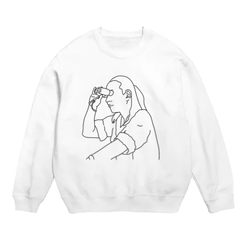 監視するピン子　線画 Crew Neck Sweatshirt