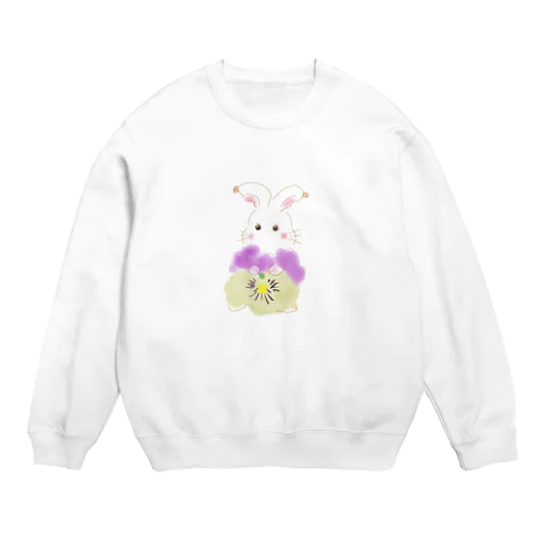 ビオラのドレスを着たウサギ Crew Neck Sweatshirt