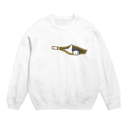 チャックから猫 Crew Neck Sweatshirt