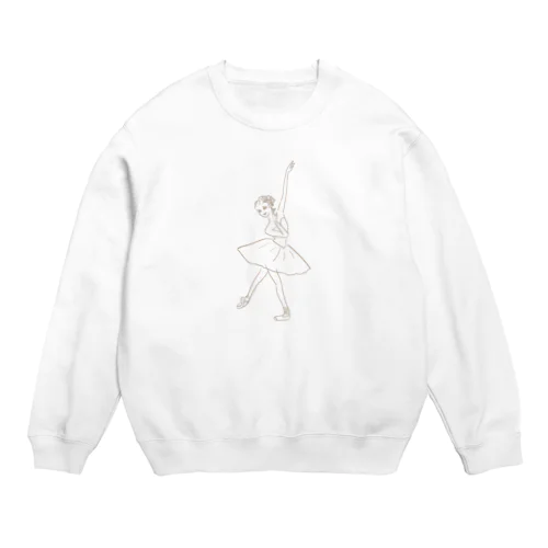 花飾りをつけたバレリーナ(ベージュ) Crew Neck Sweatshirt