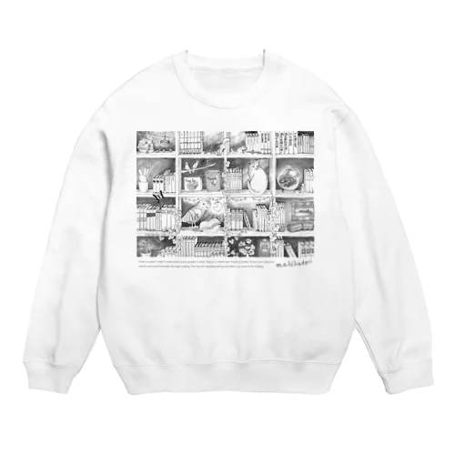 森の本棚　モノクロ Crew Neck Sweatshirt