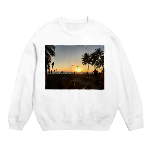 オアフの夕陽 Crew Neck Sweatshirt