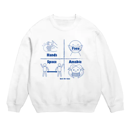 アマビエブルー Crew Neck Sweatshirt