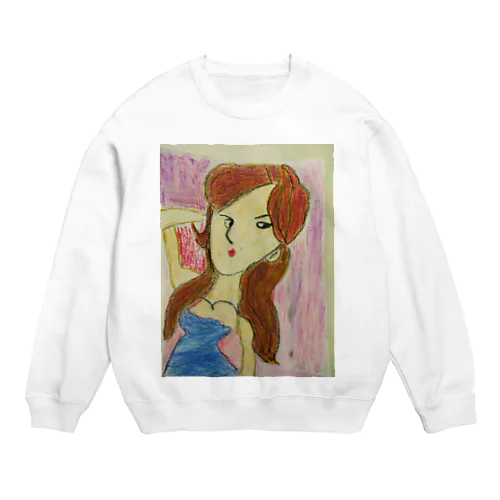 クレヨンで描かれたイケジョ Crew Neck Sweatshirt