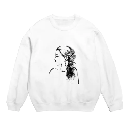 編み込みロング横顔 Crew Neck Sweatshirt