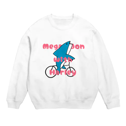 ハーレーに乗るメガロドン！！！ Crew Neck Sweatshirt