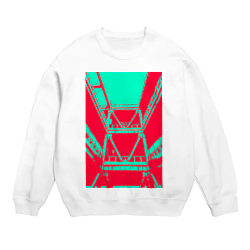 パーキングエリア シアン/赤 Crew Neck Sweatshirt