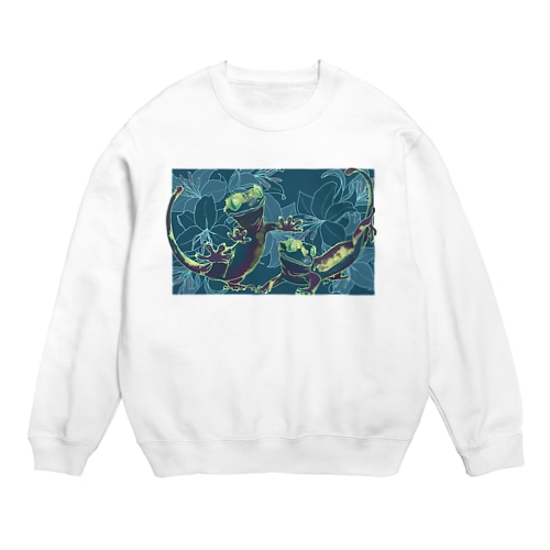 カサブランカとクレステッドゲッコー(グリーン) Crew Neck Sweatshirt