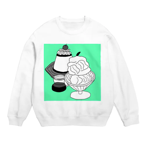 アフォガードとプリン（緑） Crew Neck Sweatshirt