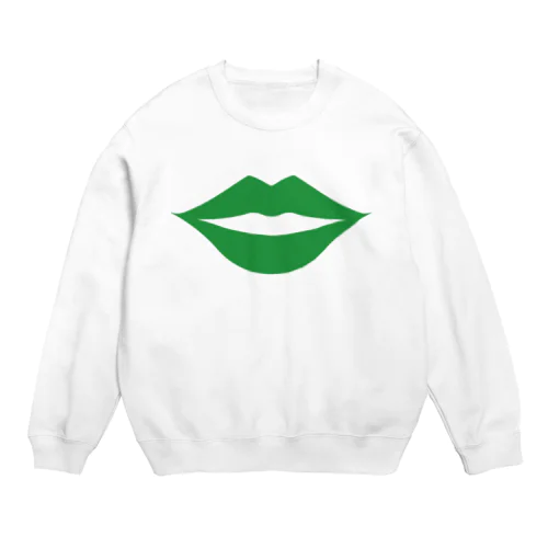 セクシーな唇(グリーン) Crew Neck Sweatshirt